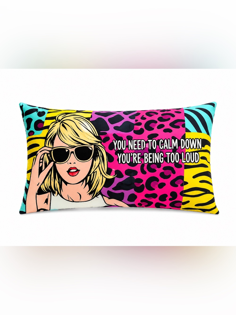 Graphic Pop Art Kids Pillow in Pink, Yellow, Teal, Black
